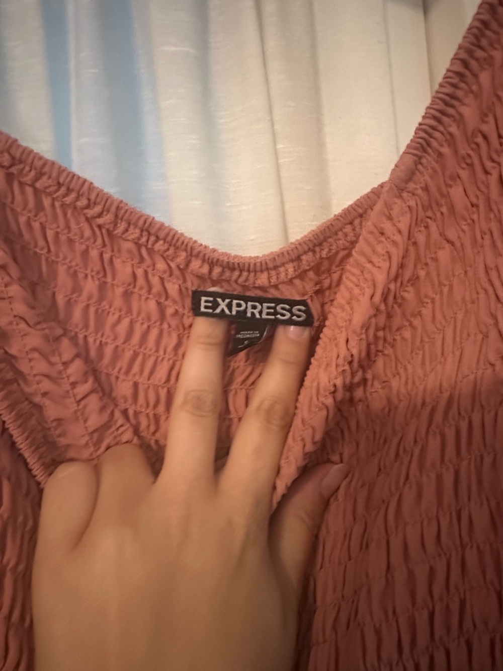 Express Rust Smocked Off-Shoulder Top - Picture 2 of 4